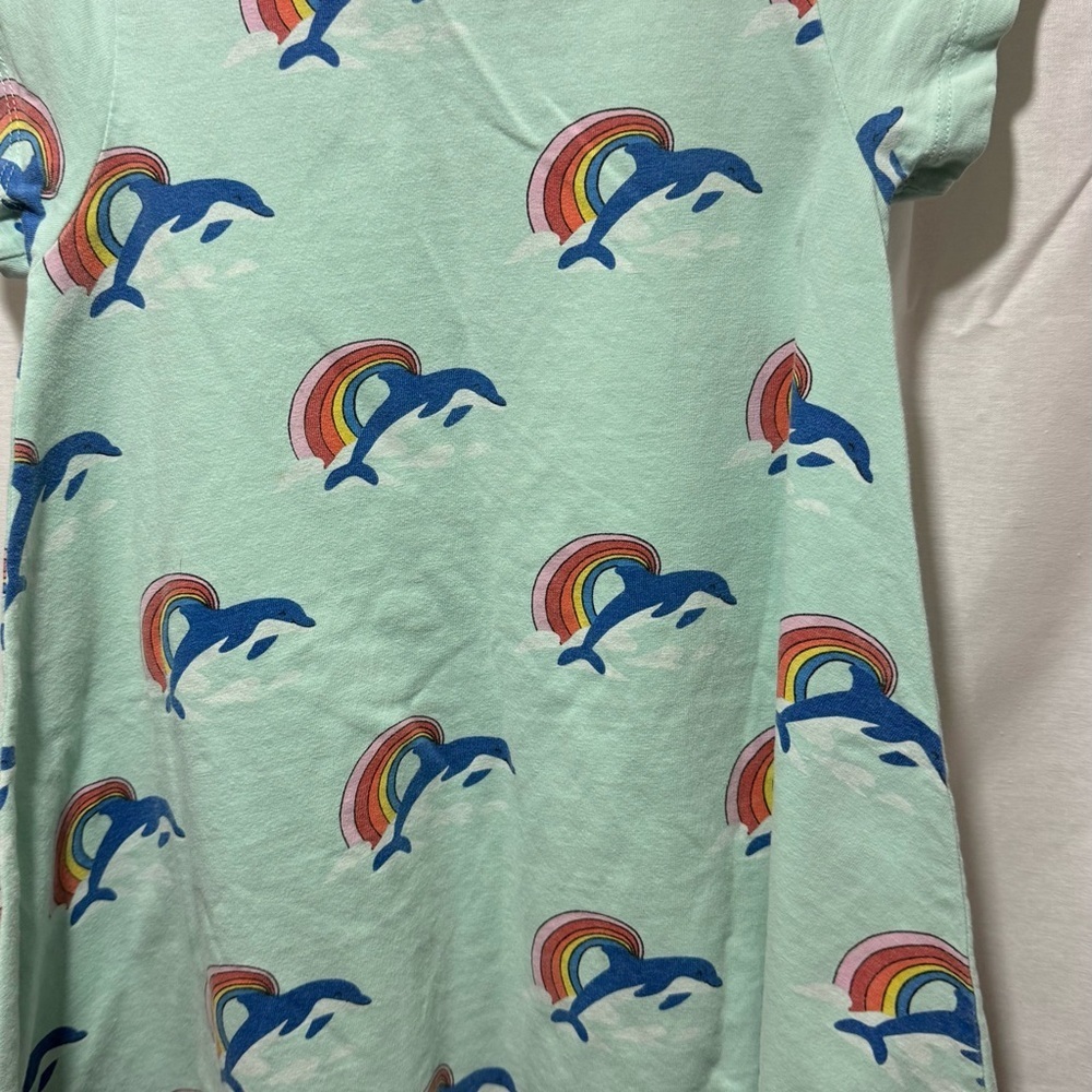 Hanna Anderson Mint Green Dolphin & Rainbow Kids Dress - Picture 4 of 4